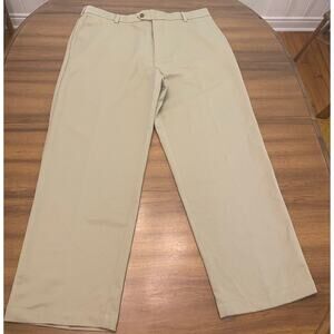 Izod Men's Extreme Function Golf Pants Flat‎ Front Khaki 38x32 Office Outdoors